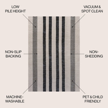 Vichy Geometric Striped Machine-washable Area Rug
